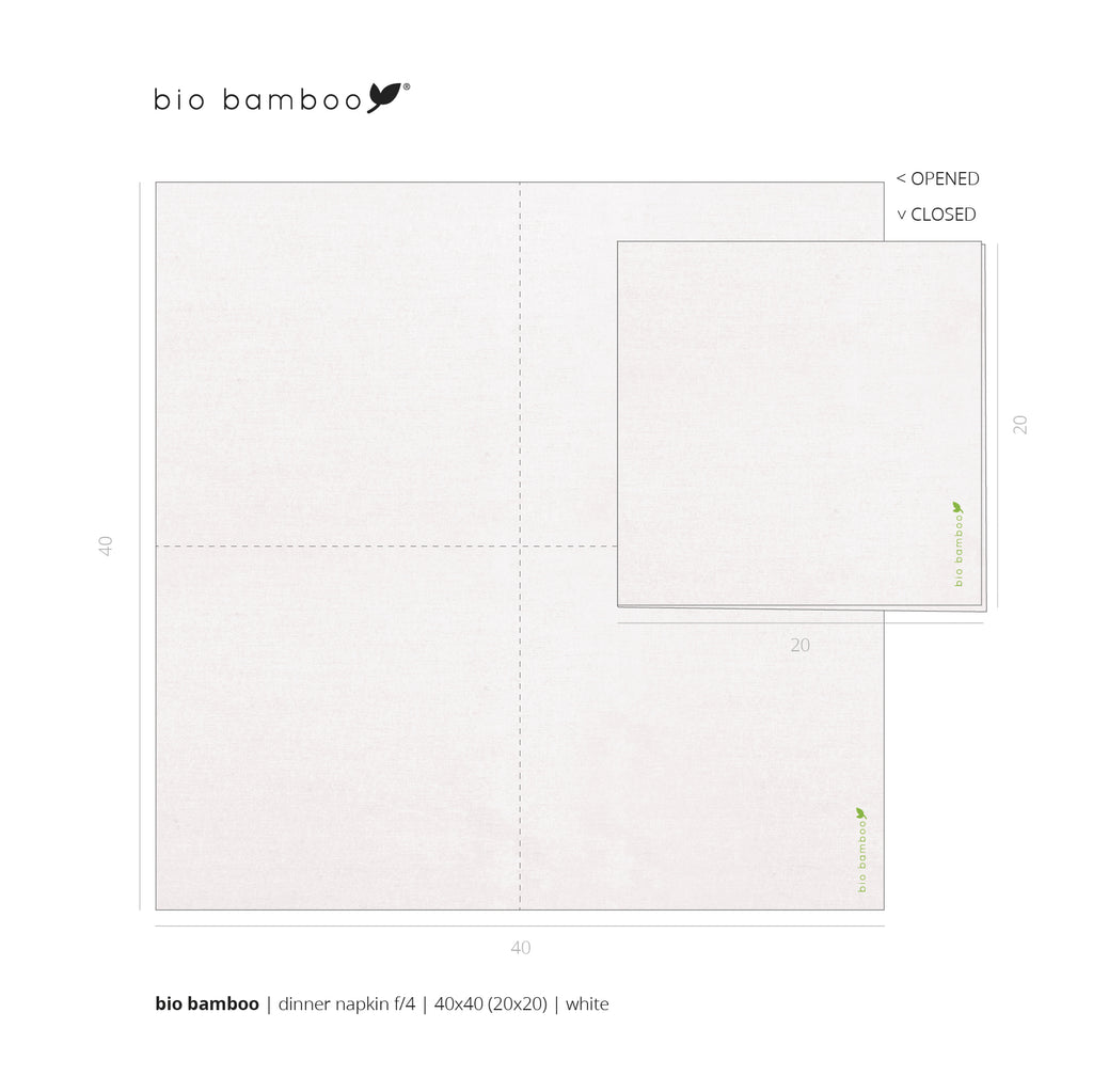 Pack 25 single use napkins 40x40 - BIO BAMBOO® WHITE
