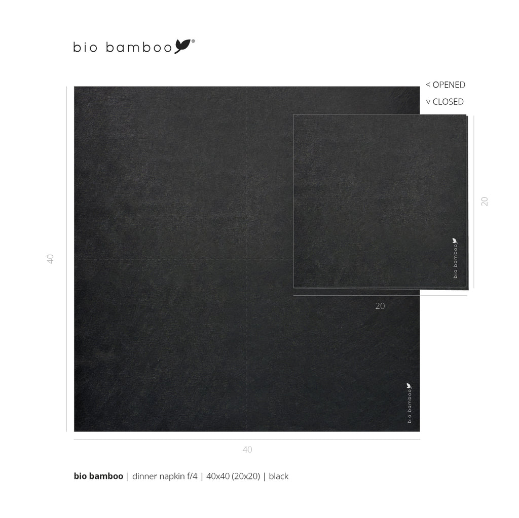 Pack 25 single use napkins 40x40 - BIO BAMBOO® BLACK