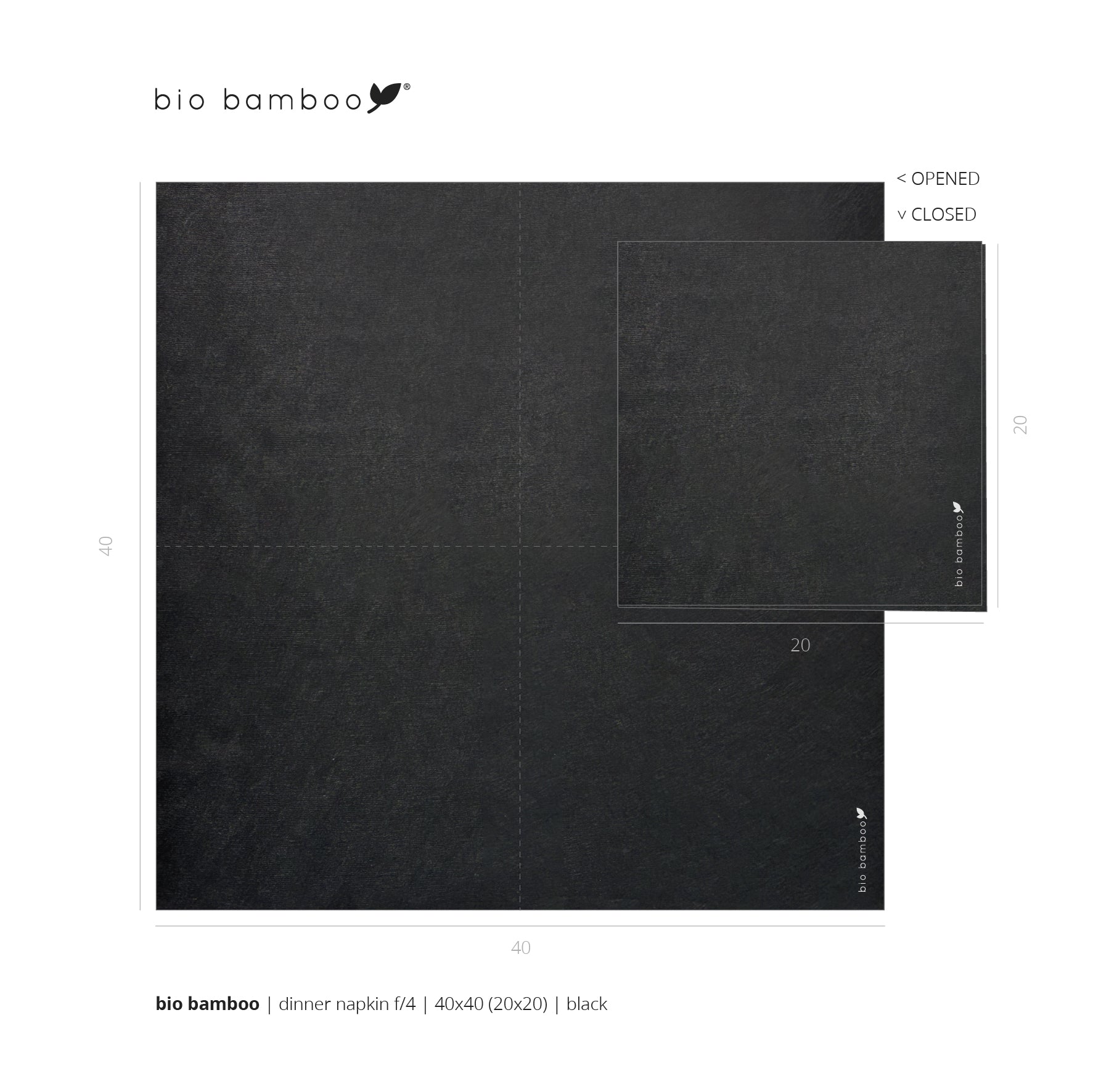 Pack 25 single use napkins 40x40 - BIO BAMBOO® BLACK