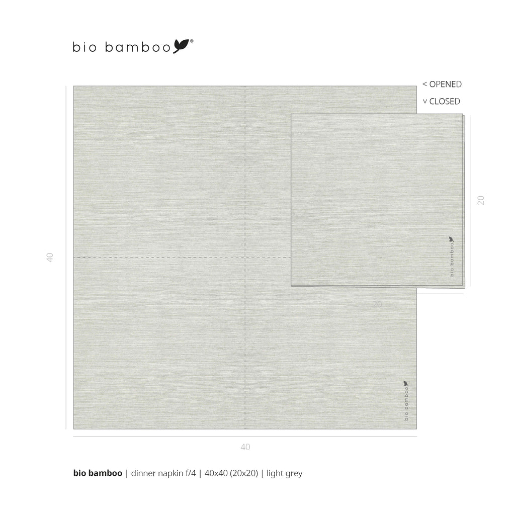 Pack 25 single use napkins 40x40 - BIO BAMBOO® LIGHT GREY