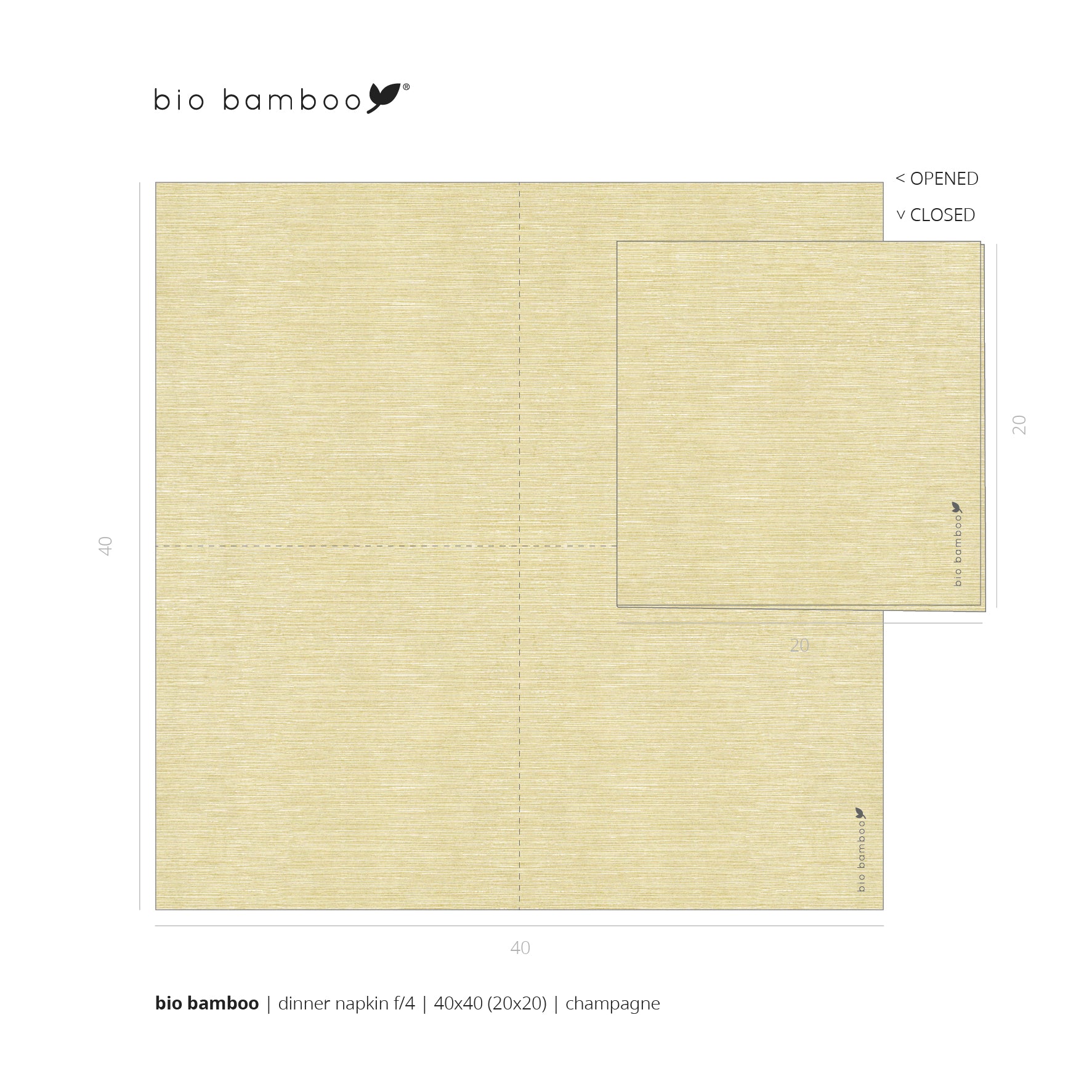 Pack 25 single use napkins 40x40 - BIO BAMBOO® CHAMPAGNE