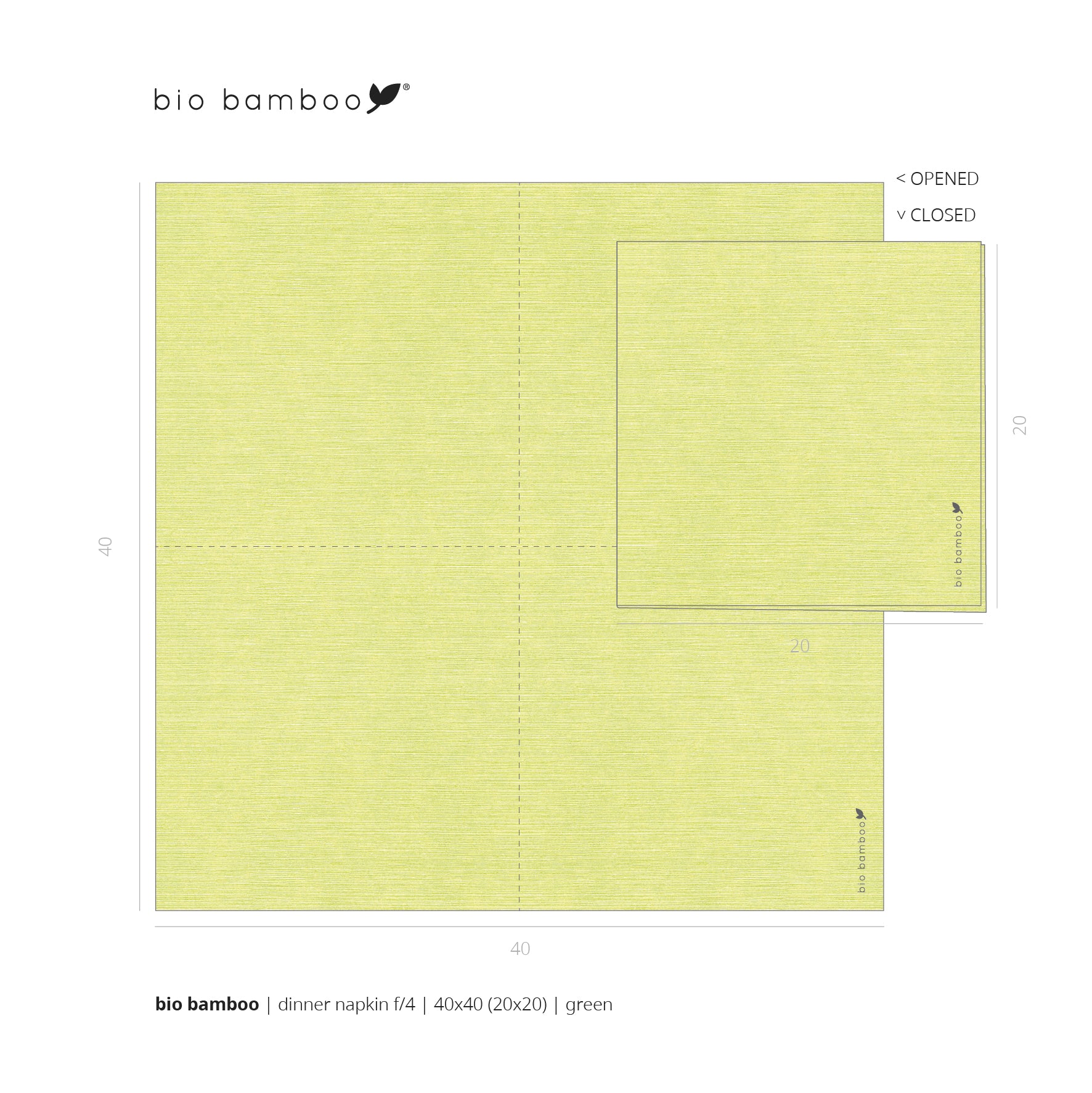 Pack 25 single use napkins 40x40 - BIO BAMBOO® GREEN