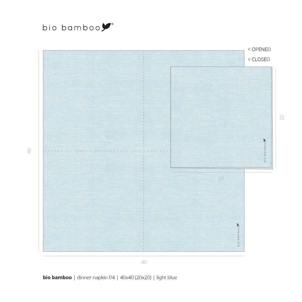 Pack 25 single use napkins 40x40 - BIO BAMBOO® LIGHT BLUE