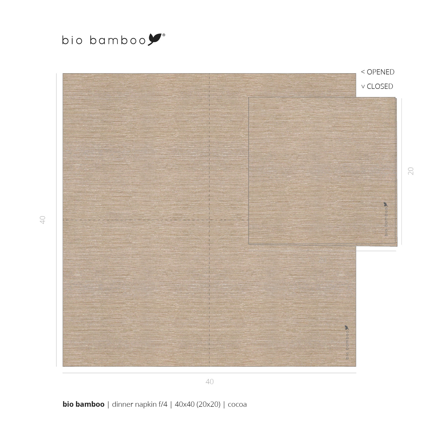 Pack 25 single use napkins 40x40 - BIO BAMBOO® COCOA