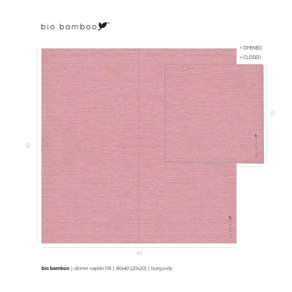 Pack 25 single use napkins 40x40 - BIO BAMBOO® BURGUNDY
