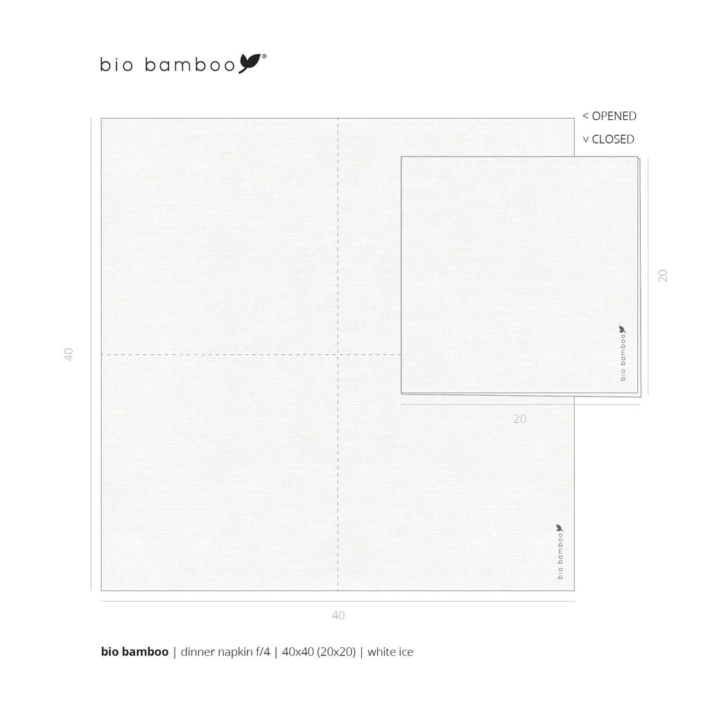 Pack 25 single use napkins 40x40 - BIO BAMBOO® WHITE ICE