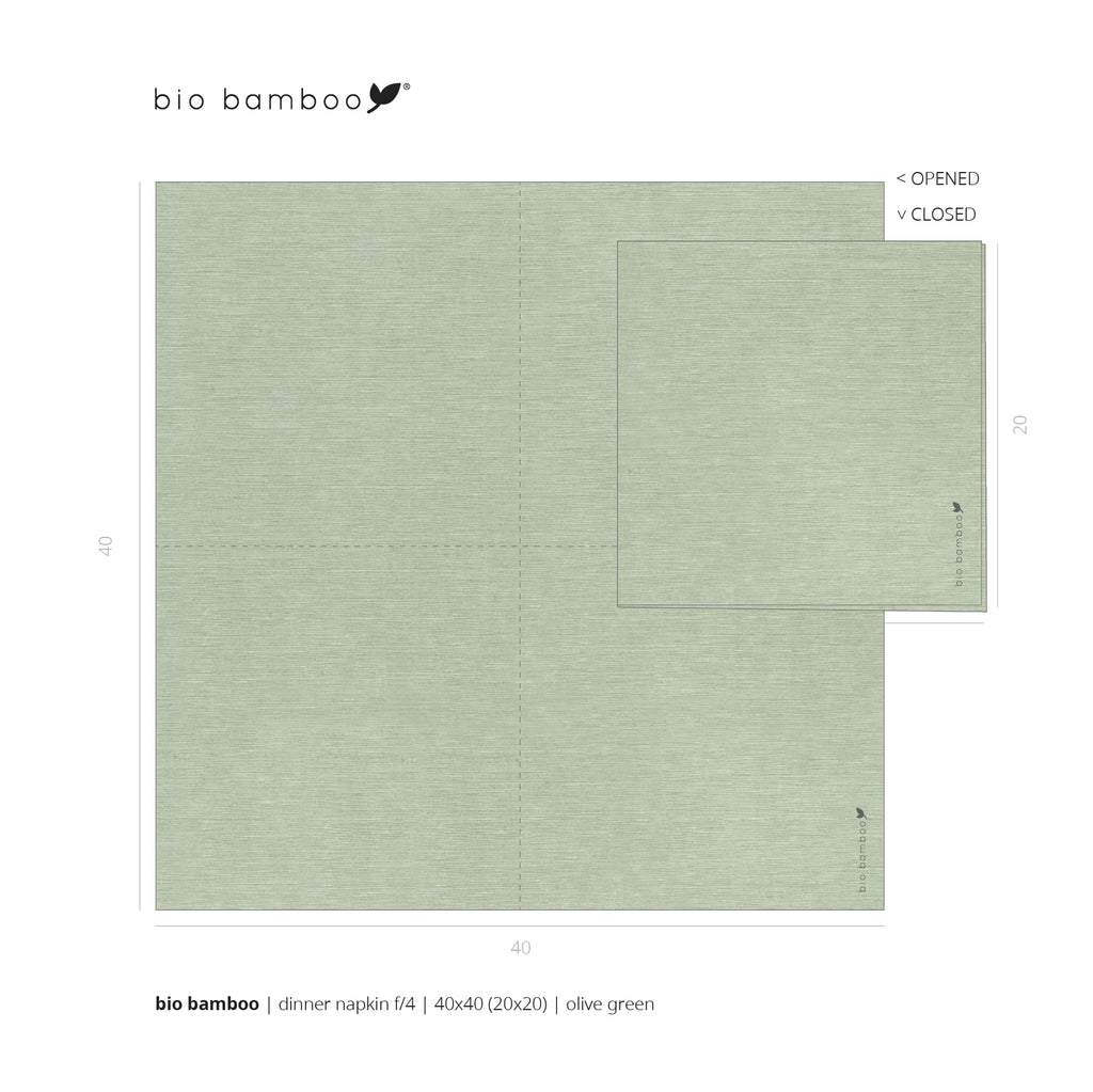 Pack 25 single use napkins 40x40 - BIO BAMBOO® OLIVE GREEN