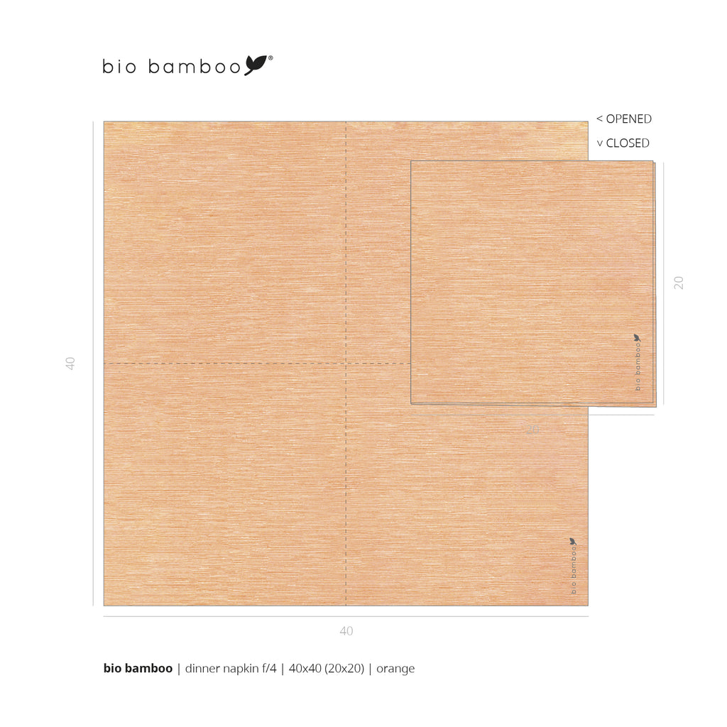 Pack 25 single use napkins 40x40 - BIO BAMBOO® ORANGE
