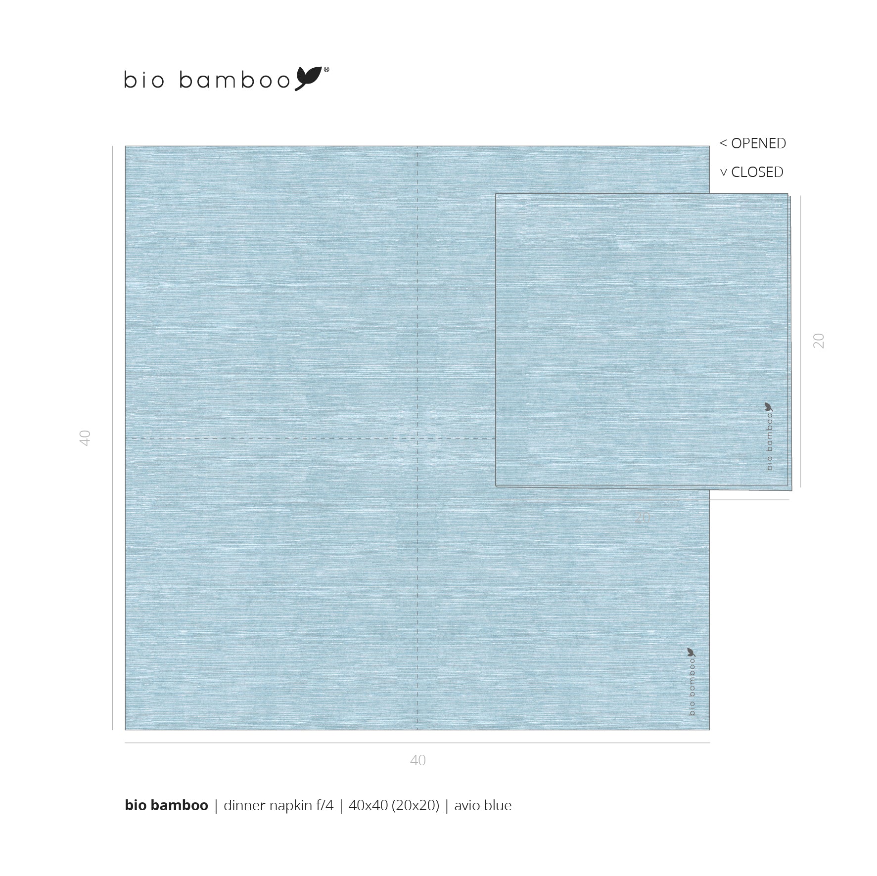 Pack 25 single use napkins 40x40 - BIO BAMBOO® AVIO BLUE