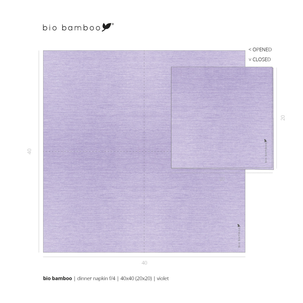 Pack 25 single use napkins 40x40 - BIO BAMBOO® VIOLET