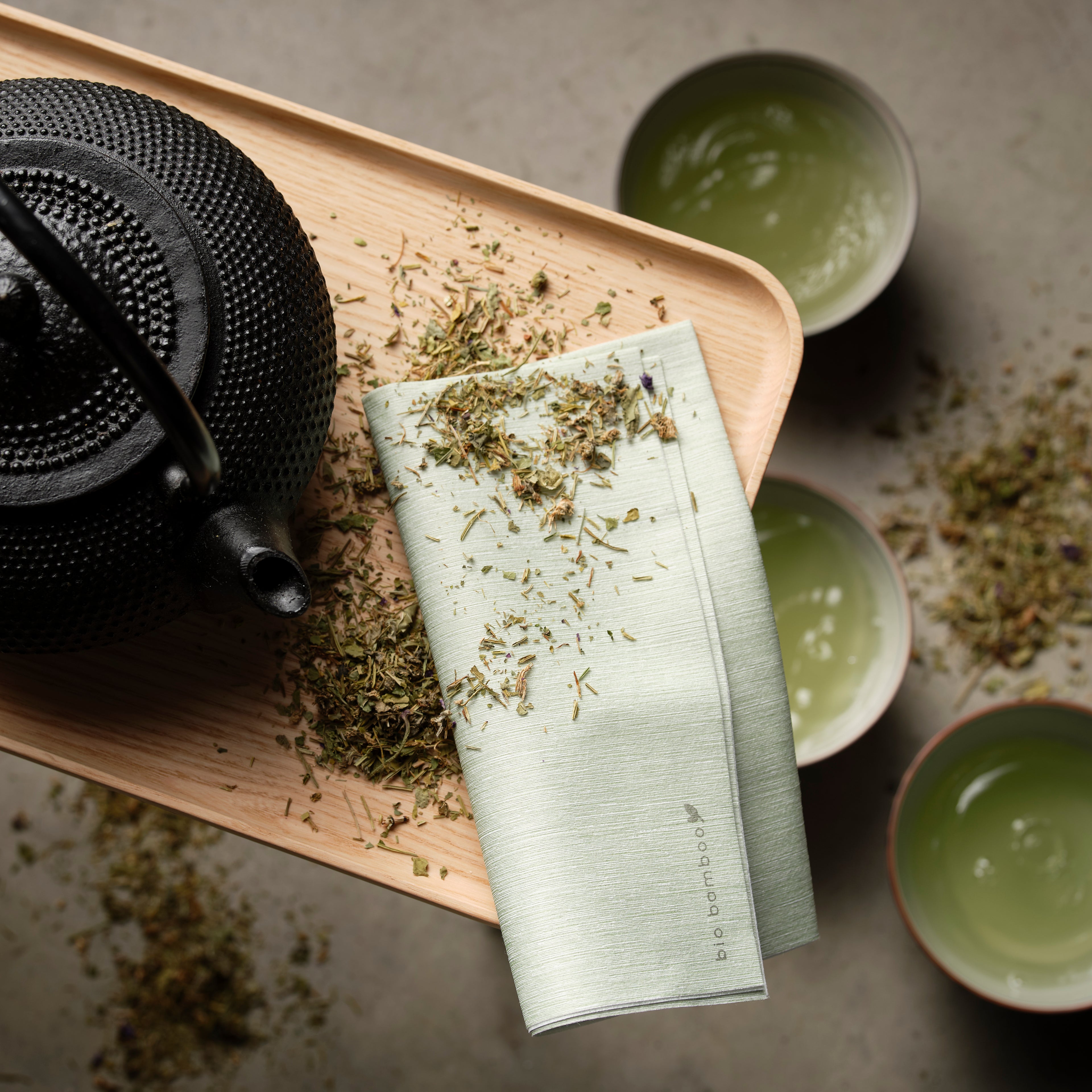 Pack 25 single use napkins 40x40 - BIO BAMBOO® OLIVE GREEN