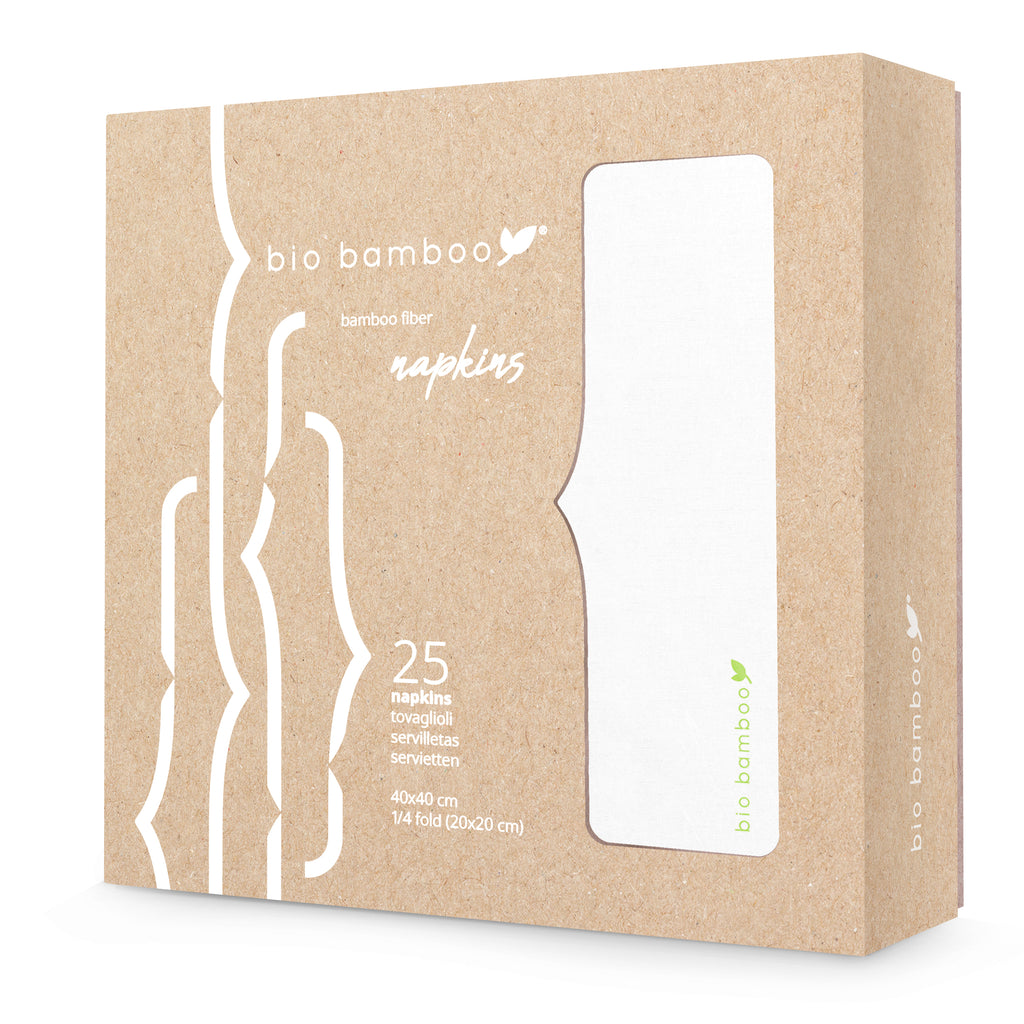 Pack 25 single use napkins 40x40 - BIO BAMBOO® WHITE