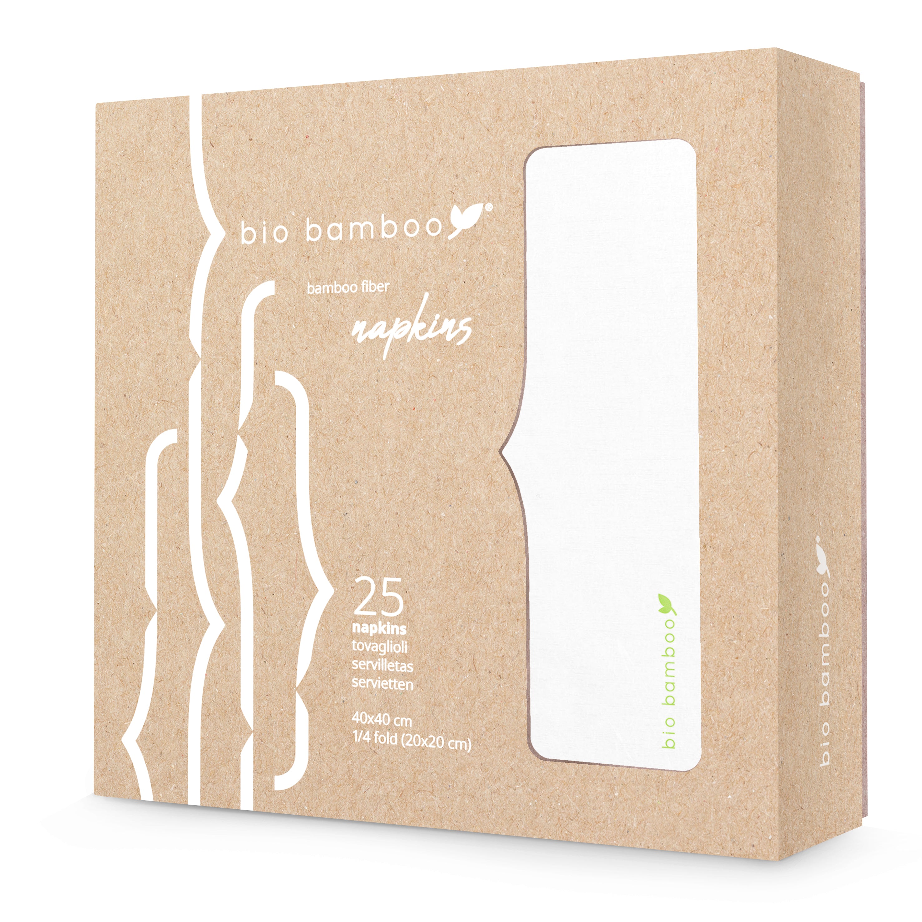 Pack 25 single use napkins 40x40 - BIO BAMBOO® WHITE