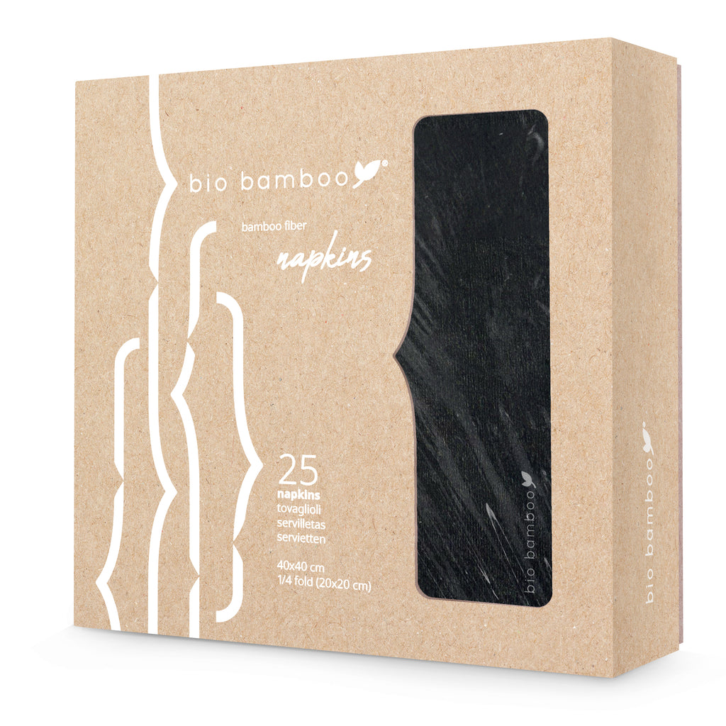 Pack 25 single use napkins 40x40 - BIO BAMBOO® BLACK