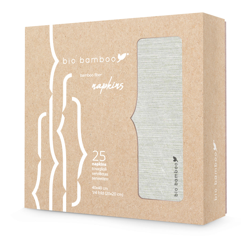 Pack 25 single use napkins 40x40 - BIO BAMBOO® LIGHT GREY