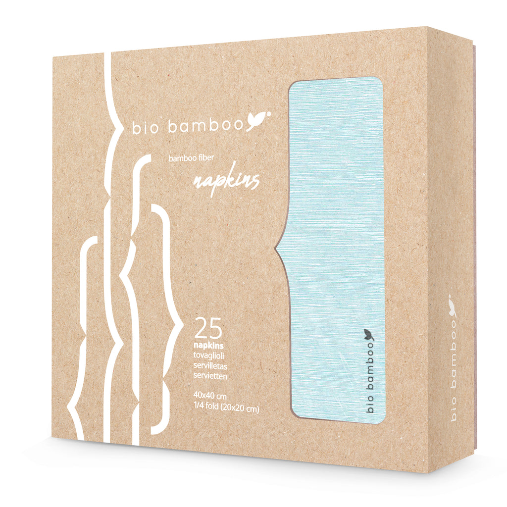 Pack 25 single use napkins 40x40 - BIO BAMBOO® LIGHT BLUE