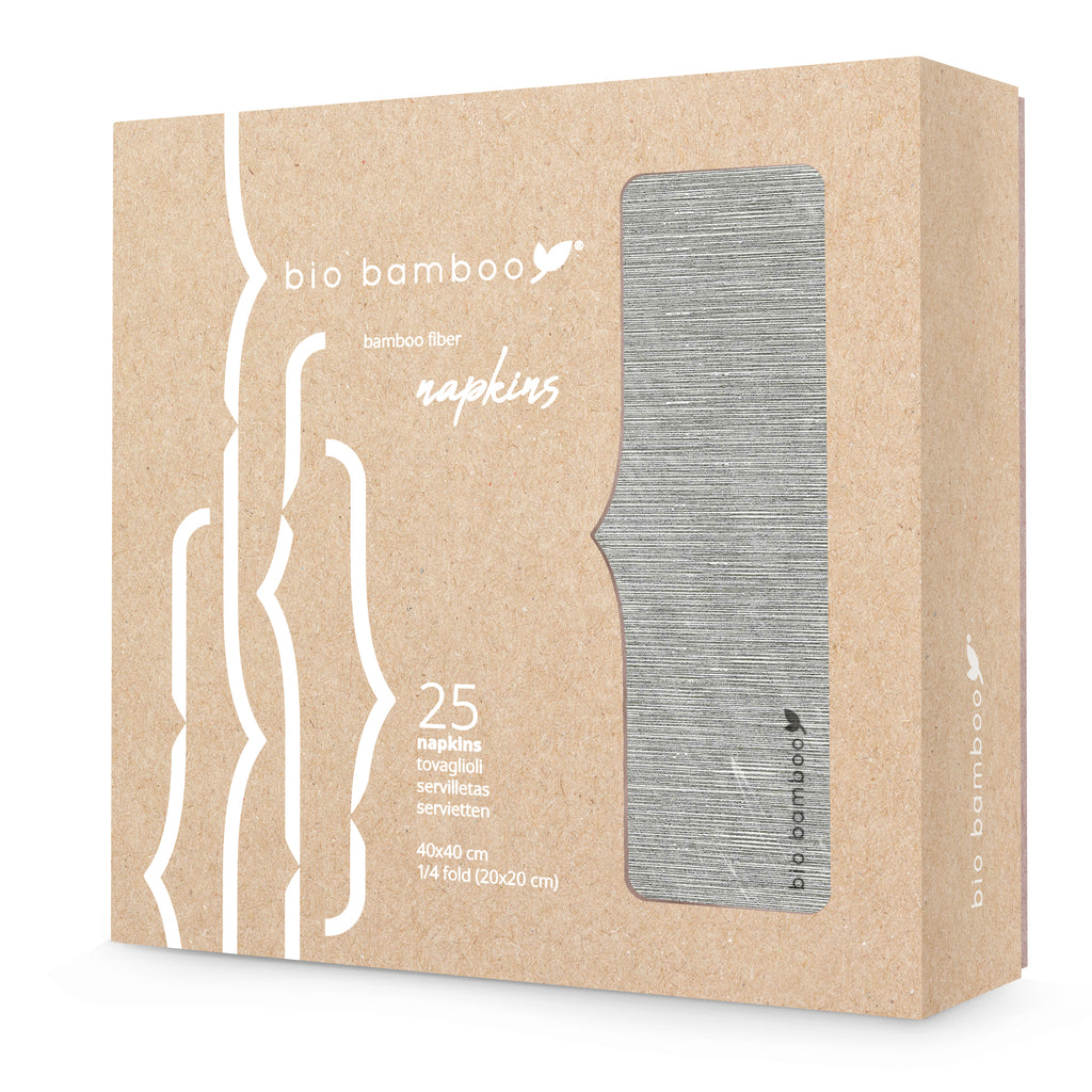 Pack 25 single use napkins 40x40 - BIO BAMBOO® DARK GREY