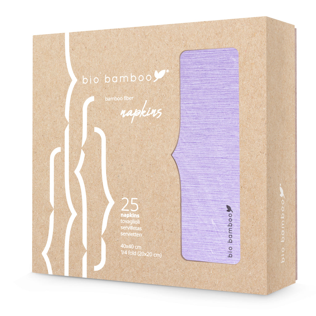 Pack 25 single use napkins 40x40 - BIO BAMBOO® VIOLET