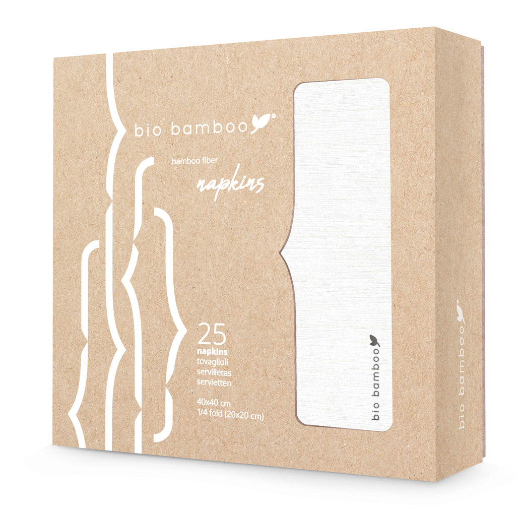 Pack 25 single use napkins 40x40 - BIO BAMBOO® WHITE ICE