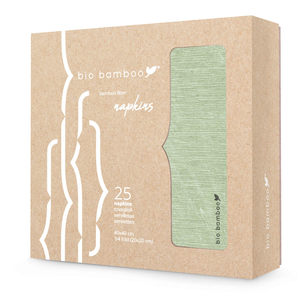 Pack 25 single use napkins 40x40 - BIO BAMBOO® OLIVE GREEN