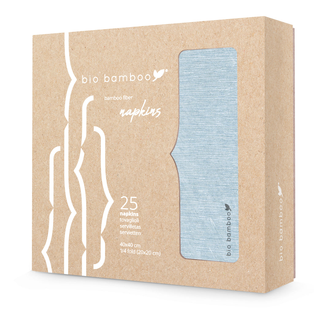 Pack 25 single use napkins 40x40 - BIO BAMBOO® AVIO BLUE