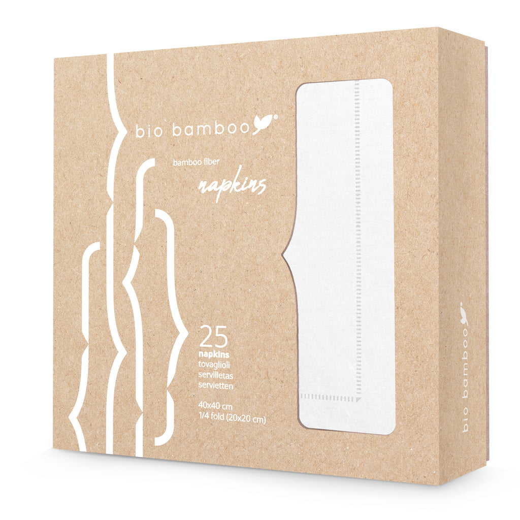 Pack 25 single use napkins 40x40 - BIO BAMBOO® FRAME SILVER